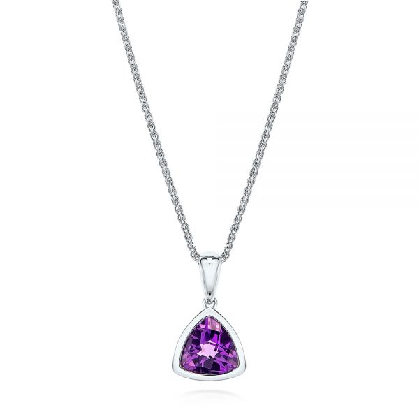 18k White Gold 18k White Gold Amethyst Pendant - Three-Quarter View -  106587