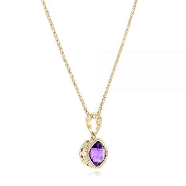 18k Yellow Gold 18k Yellow Gold Amethyst Pendant - Flat View -  102651