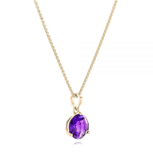 18k Yellow Gold 18k Yellow Gold Amethyst Pendant - Flat View -  102652