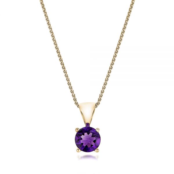 14k Yellow Gold 14k Yellow Gold Amethyst Pendant - Three-Quarter View - 100960