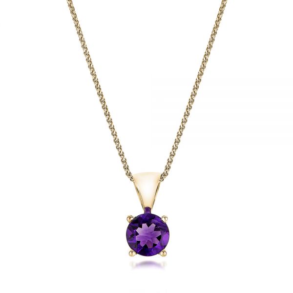 18k Yellow Gold 18k Yellow Gold Amethyst Pendant - Three-Quarter View -  100960