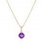 18k Yellow Gold 18k Yellow Gold Amethyst Pendant - Three-Quarter View -  102651 - Thumbnail