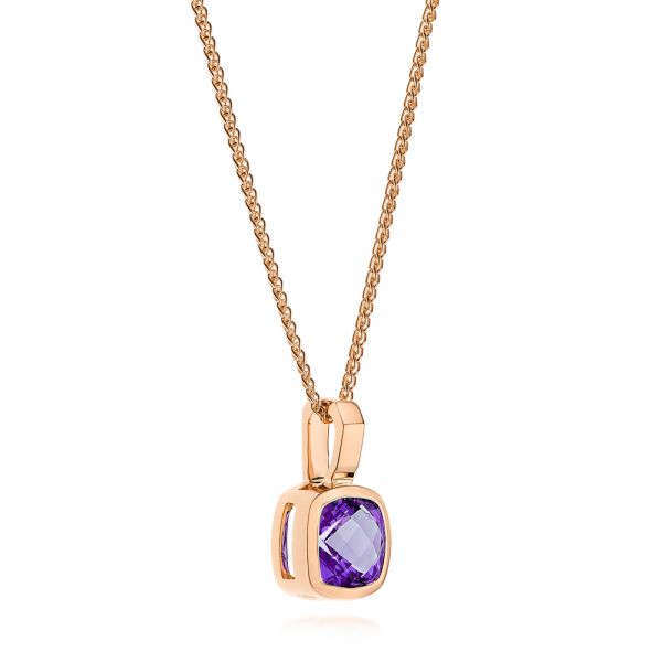 14k Rose Gold 14k Rose Gold Amethyst Solitaire Pendant - Flat View -  106040