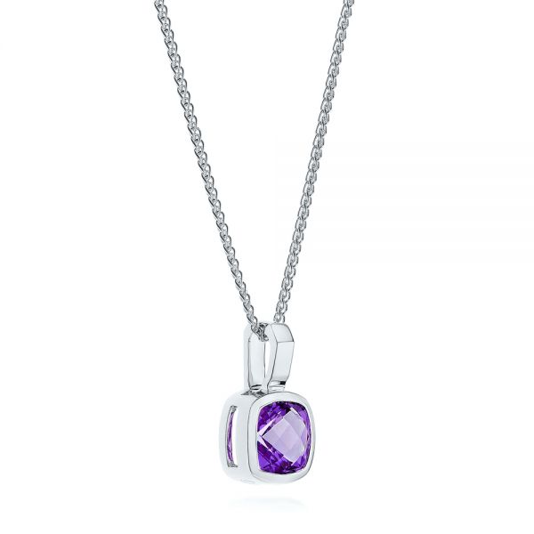  Platinum Platinum Amethyst Solitaire Pendant - Flat View -  106040