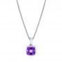 18k White Gold 18k White Gold Amethyst Solitaire Pendant - Three-Quarter View -  106040 - Thumbnail