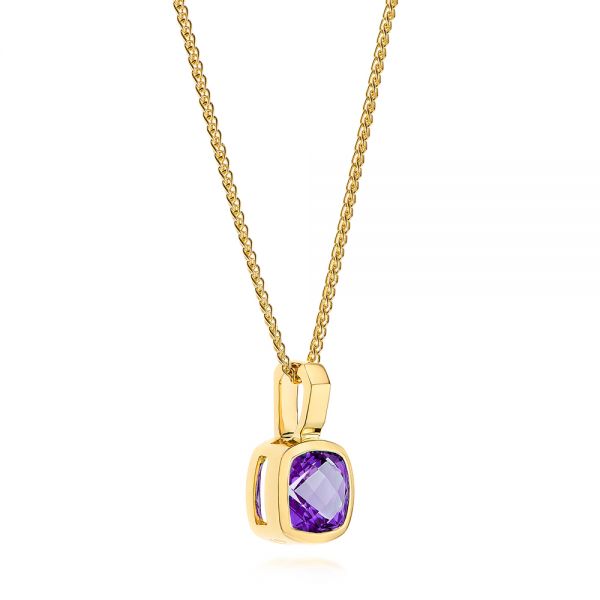 18k Yellow Gold 18k Yellow Gold Amethyst Solitaire Pendant - Flat View -  106040