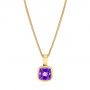 14k Yellow Gold Amethyst Solitaire Pendant - Three-Quarter View -  106040 - Thumbnail