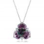 14k White Gold Amethyst And Diamond Floral Pendant - Three-Quarter View -  101123 - Thumbnail