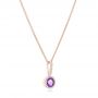 18k Rose Gold 18k Rose Gold Amethyst And Diamond Halo Pendant - Flat View -  102650 - Thumbnail