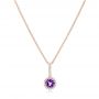 14k Rose Gold 14k Rose Gold Amethyst And Diamond Halo Pendant - Three-Quarter View -  102650 - Thumbnail