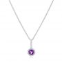 18k White Gold 18k White Gold Amethyst And Diamond Halo Pendant - Three-Quarter View -  102650 - Thumbnail