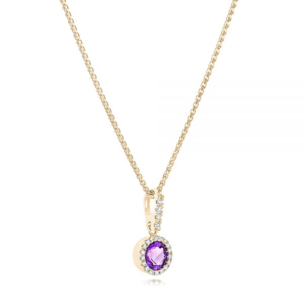 14k Yellow Gold 14k Yellow Gold Amethyst And Diamond Halo Pendant - Flat View - 102650