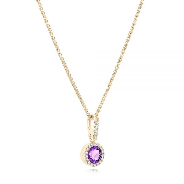 18k Yellow Gold 18k Yellow Gold Amethyst And Diamond Halo Pendant - Flat View -  102650