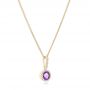 18k Yellow Gold 18k Yellow Gold Amethyst And Diamond Halo Pendant - Flat View -  102650 - Thumbnail