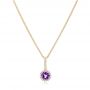 14k Yellow Gold 14k Yellow Gold Amethyst And Diamond Halo Pendant - Three-Quarter View -  102650 - Thumbnail