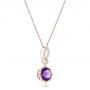 14k Rose Gold 14k Rose Gold Amethyst And Diamond Pendant - Flat View -  102510 - Thumbnail