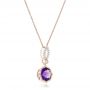 18k Rose Gold 18k Rose Gold Amethyst And Diamond Pendant - Flat View -  102510 - Thumbnail