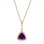 14k Rose Gold 14k Rose Gold Amethyst And Diamond Pendant - Three-Quarter View -  103752 - Thumbnail