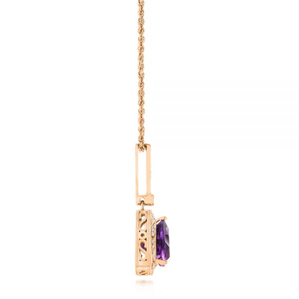 18k Rose Gold 18k Rose Gold Amethyst And Diamond Pendant - Side View -  103752