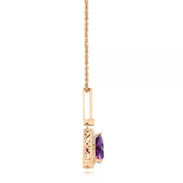 14k Rose Gold 14k Rose Gold Amethyst And Diamond Pendant - Side View -  103752