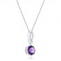 18k White Gold 18k White Gold Amethyst And Diamond Pendant - Flat View -  102510 - Thumbnail