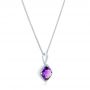 18k White Gold 18k White Gold Amethyst And Diamond Pendant - Flat View -  102654 - Thumbnail