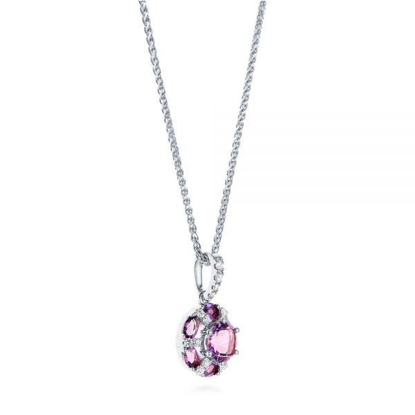Platinum Platinum Amethyst And Diamond Pendant - Front View - 103742