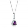 14k White Gold Amethyst And Diamond Pendant - Front View -  103752 - Thumbnail