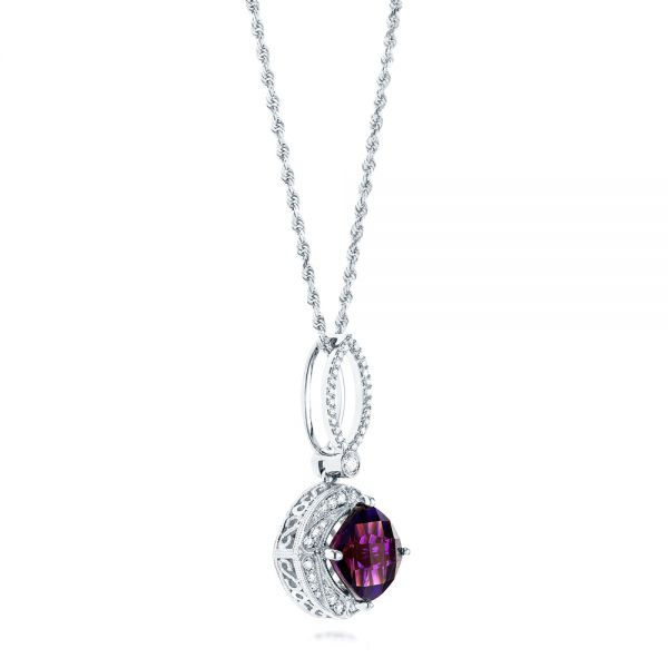  Platinum Platinum Amethyst And Diamond Pendant - Front View -  103775