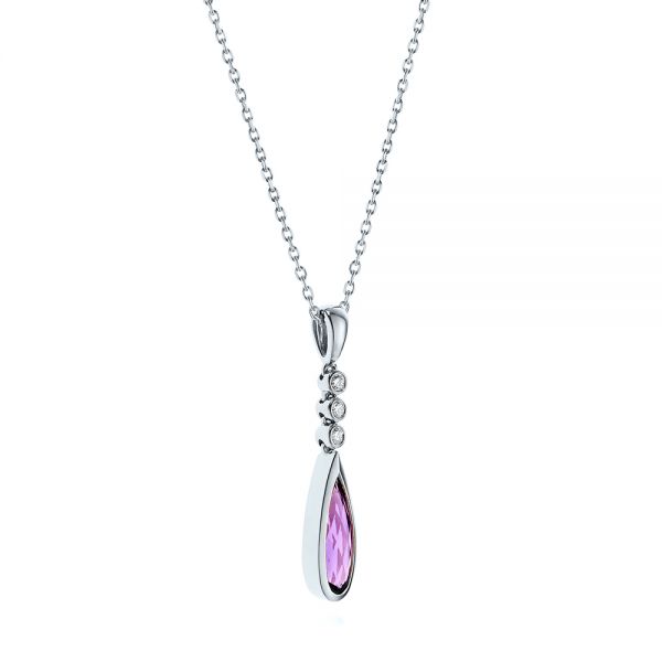 Platinum Platinum Amethyst And Diamond Pendant - Flat View - 105395
