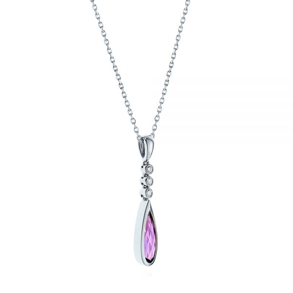  Platinum Platinum Amethyst And Diamond Pendant - Flat View -  105395