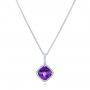  Platinum Platinum Amethyst And Diamond Pendant - Three-Quarter View -  102654 - Thumbnail