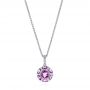 14k White Gold 14k White Gold Amethyst And Diamond Pendant - Three-Quarter View -  103742 - Thumbnail