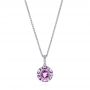 18k White Gold 18k White Gold Amethyst And Diamond Pendant - Three-Quarter View -  103742 - Thumbnail