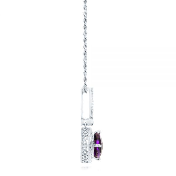 Platinum Platinum Amethyst And Diamond Pendant - Side View - 103775