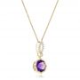 18k Yellow Gold 18k Yellow Gold Amethyst And Diamond Pendant - Flat View -  102510 - Thumbnail