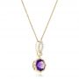 14k Yellow Gold 14k Yellow Gold Amethyst And Diamond Pendant - Flat View -  102510 - Thumbnail