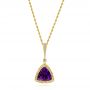 18k Yellow Gold 18k Yellow Gold Amethyst And Diamond Pendant - Three-Quarter View -  103752 - Thumbnail