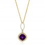14k Yellow Gold Amethyst And Diamond Pendant - Three-Quarter View -  103775 - Thumbnail