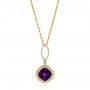 14k Yellow Gold Amethyst And Diamond Pendant - Three-Quarter View -  103775 - Thumbnail