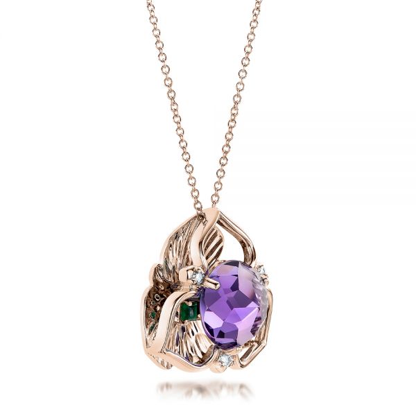 14k Rose Gold 14k Rose Gold Amethyst Pendant - Flat View - 101123