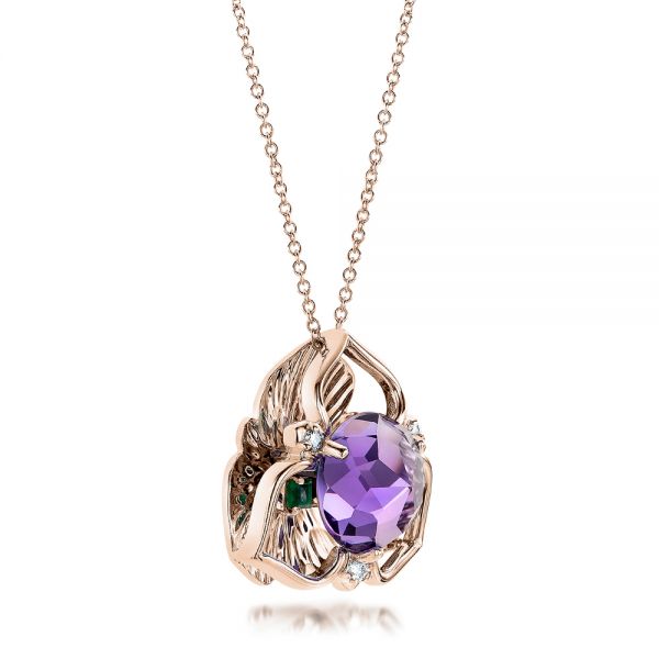 14k Rose Gold 14k Rose Gold Amethyst Pendant - Flat View -  101123