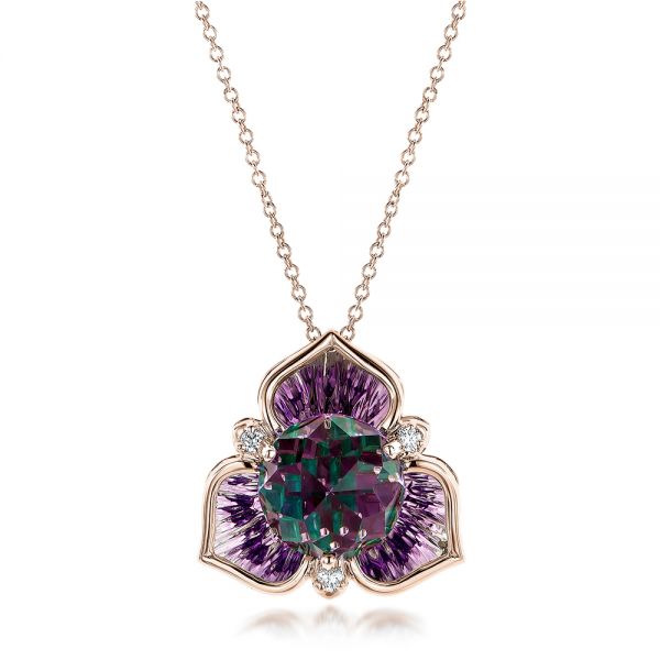 14k Rose Gold 14k Rose Gold Amethyst Pendant - Three-Quarter View - 101123