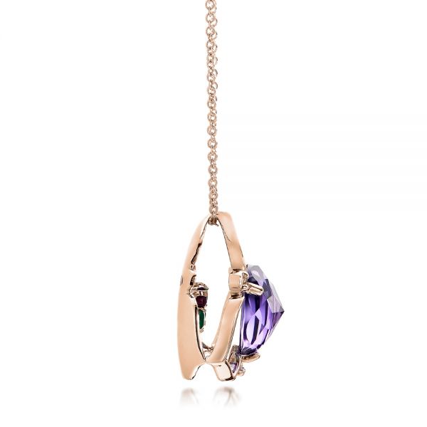 14k Rose Gold 14k Rose Gold Amethyst Pendant - Side View -  101123