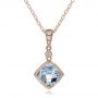 18k Rose Gold 18k Rose Gold Antique Cushion Aquamarine And Diamond Pendant - Three-Quarter View -  100451 - Thumbnail