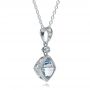 14k White Gold Antique Cushion Aquamarine And Diamond Pendant - Flat View -  100451 - Thumbnail