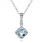  Platinum Platinum Antique Cushion Aquamarine And Diamond Pendant - Three-Quarter View -  100451 - Thumbnail