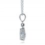 14k White Gold Antique Cushion Aquamarine And Diamond Pendant - Side View -  100451 - Thumbnail