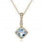 14k Yellow Gold 14k Yellow Gold Antique Cushion Aquamarine And Diamond Pendant - Three-Quarter View -  100451 - Thumbnail