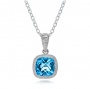  18K Gold 18K Gold Antique Cushion Blue Topaz Pendant - Three-Quarter View -  100460 - Thumbnail